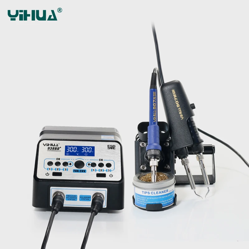 US $139.50 YIHUA 938BD SMD Soldering Tweezer Repair Rework Station Electric heating pliers Constant temperature heating soldering station