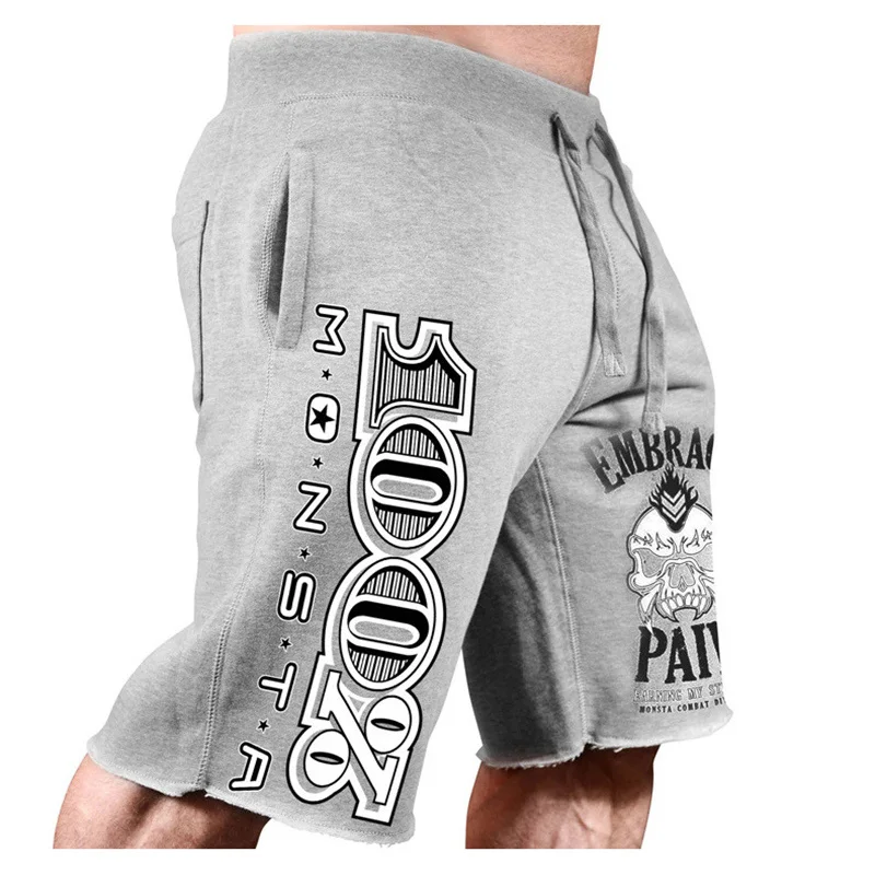 Новые хлопковые шорты мужские короткие свободные брюки для фитнеса бодибилдинга мужские брендовые прочные спортивные штаны для фитнеса - Цвет: Gray 2