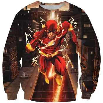 

New arrival fashion Unisex Sweatshirt 3D flash man anime print simple Casual white relaxtion oversized Clothes Free shipping