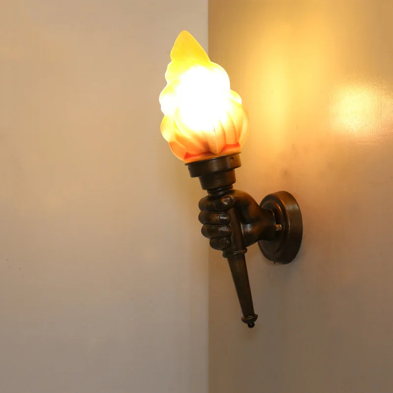 Creative torch hand wall light E27 light restaurant cafe living room aisle stair bar bedroom outdoor