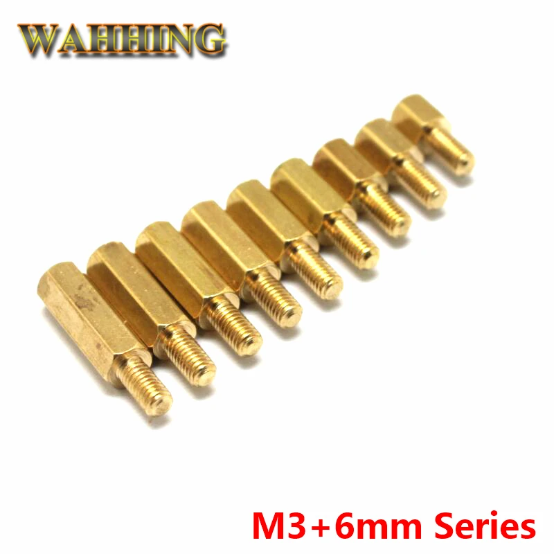 30pcs M3+6mm Hex Nut Spacing Screw Brass Threaded Pillar PCB Computer PC Motherboard M3