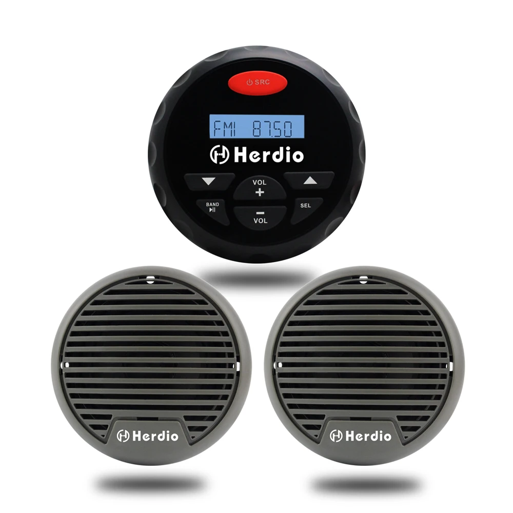 4" Waterproof Marine Bluetooth Stereo Gauge Motorcycle Audio Radio Mp3