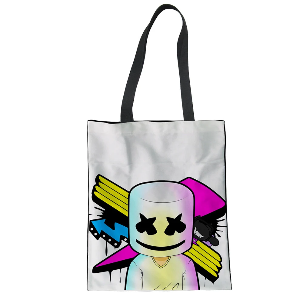 

Noisydesigns Women Shoulder Bag Beach Tote Bag Marshmello Prints Ladies Hand Teen Girls Reusable Shopping Bag Girls Cloth Bags