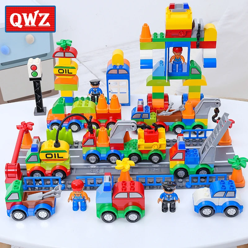 

DIY Colorful City Police Big Size Blocks Cars Educational Bricks Toys For Children Brithday gifts
