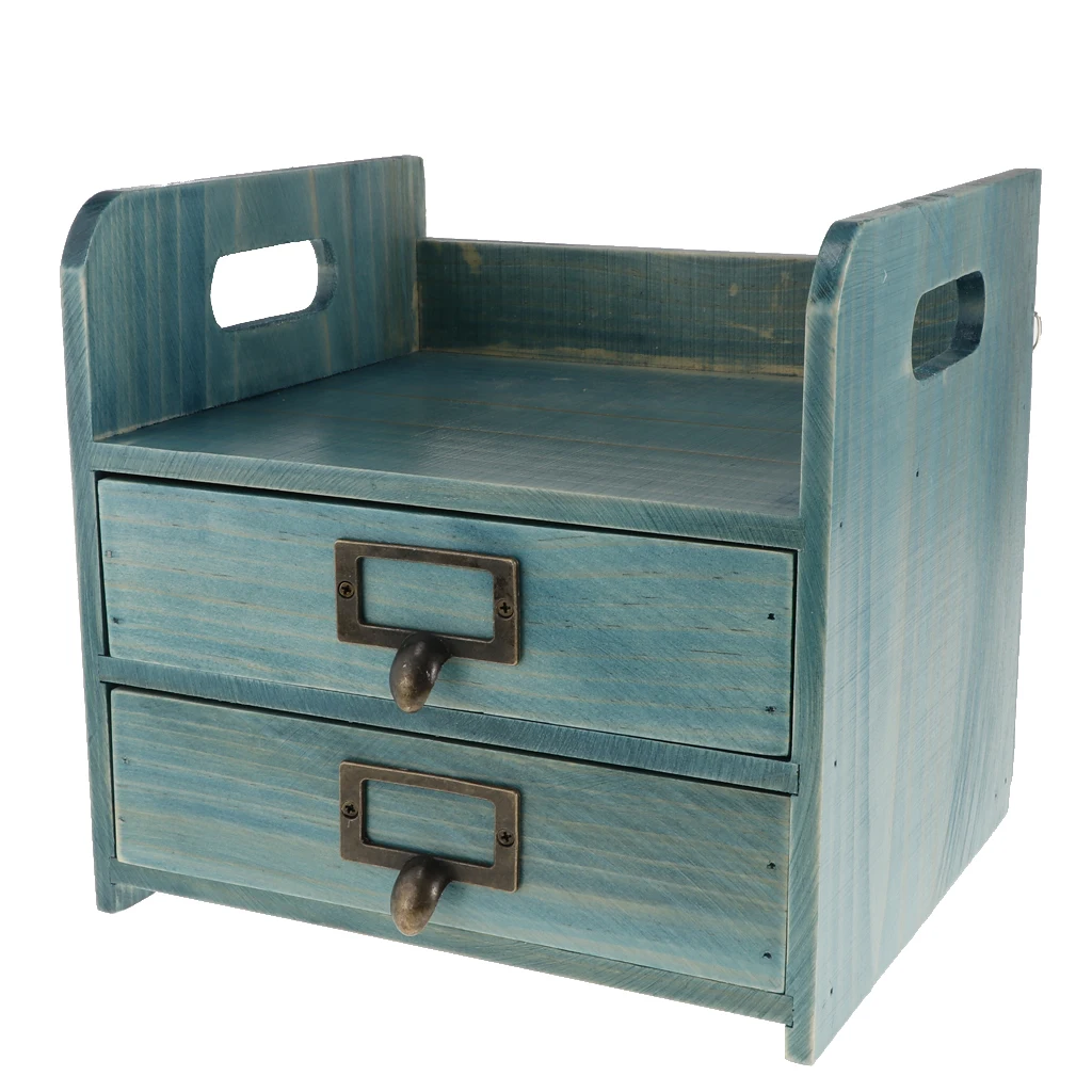 Vintage Wooden Drawer Organizer Retro Wood Cosmetic Jewelry Storage Box Office Desk Organizer Tools