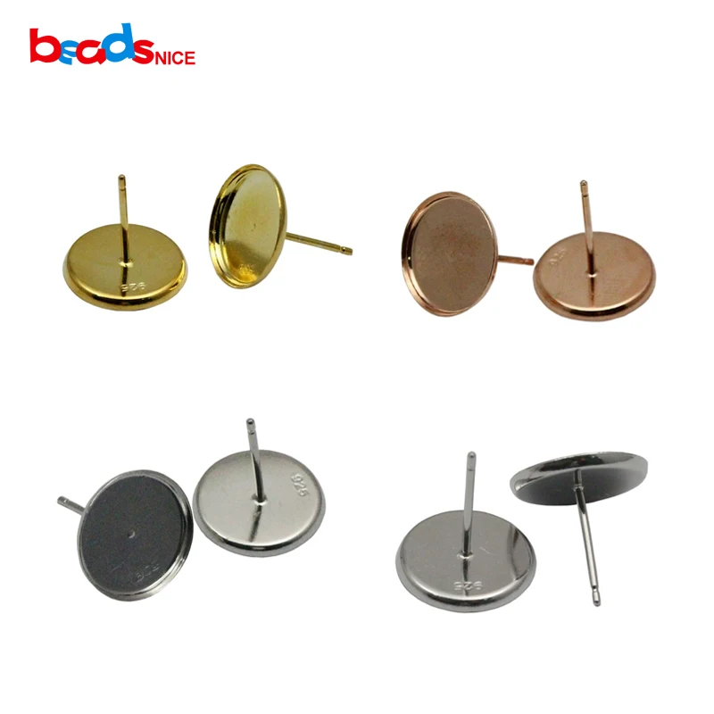 

Beadsnice ID27064 handmade jewelry 925 sterling silver stud earring base fit 12mm round