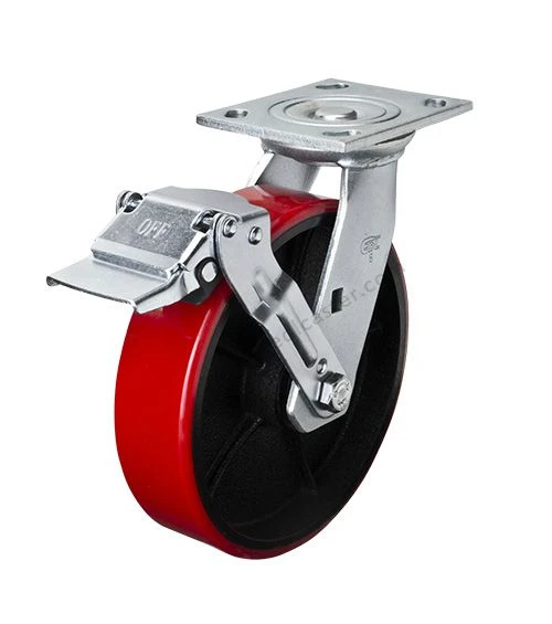 MUMA 4/5/6/8 Inch Heavy Duty Caster Double Bearing Load Wheel/Silent Brake Wheel/Industrial Equipment Wheel Furniture Push Wheel Color : Brake, Size : 5 inches 
