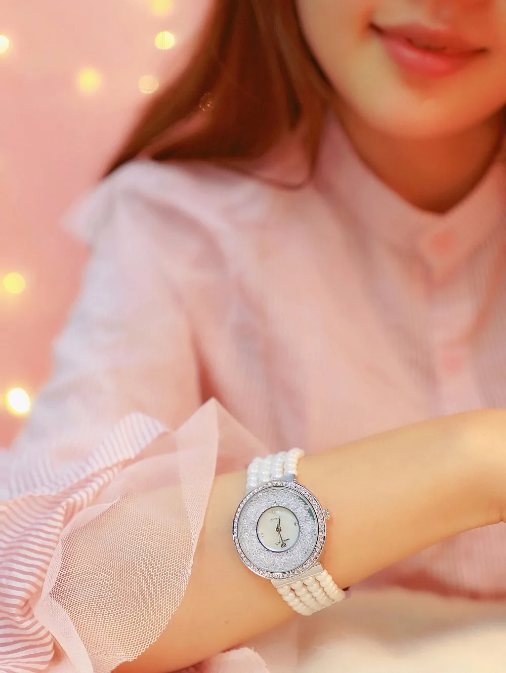 Relogio Feminino Топ бренд жемчужный ремешок повседневные женские часы модные женские часы женские Стразы кварцевые часы женский браслет