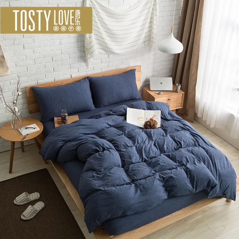 100 Cotton 4pcs Knitted Cotton Suite Simple Style Bedding Set Bed