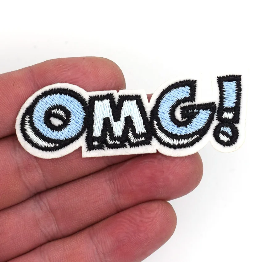 OMG Embroidered Iron On Patch Sequins Badge Sew Fabric Bag For Clothes Applique
