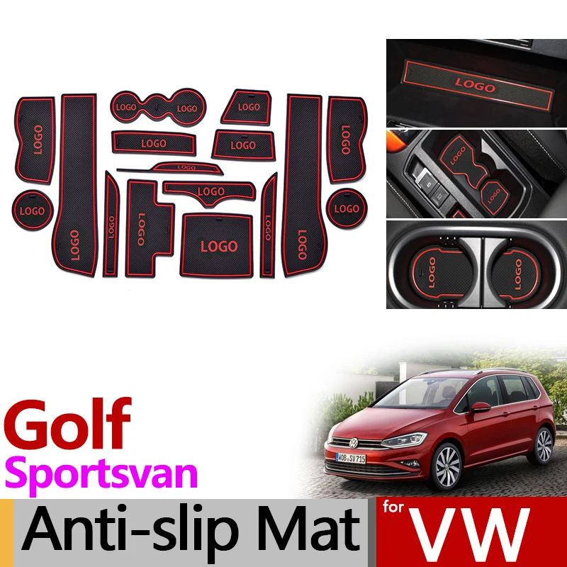Противоскользящая резиновая подушка для чашки Volkswagen Golf SV Sportsvan 2014 ~ 2018 коврик паза