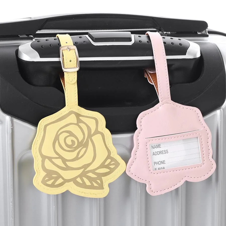 

Zoukane Leather Suitcase Rose Luggage Tag Label Bag Pendant Handbag Portable Travel Accessories Name ID Address Tags LT26