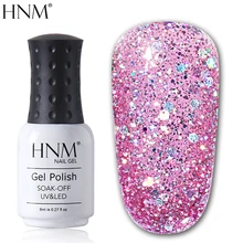HNM 8 мл блестящие Алмазные блестки блеск УФ-гель для ногтей замачиваемый Полупостоянный гель лак основа Топ праймер дизайн ногтей маникюр
