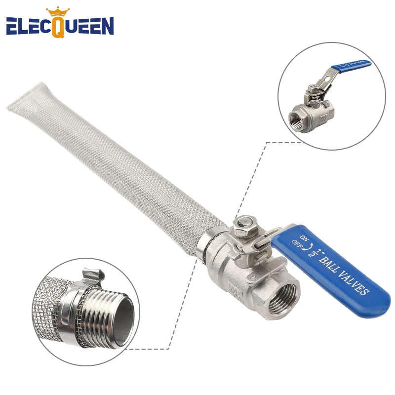 

Food Grade Stainless Steel Brewing Filters 1/2"NPT Stainless Steel 304 Ball Valve with Locking handle &12"L Bazooka Screen 2019