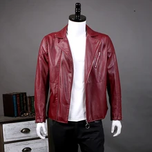 Новинка, осенняя мужская одежда, красная, черная куртка из искусственной кожи, мужское замшевое пальто на молнии, Мужская ветровка, мотоциклетная куртка для мужчин