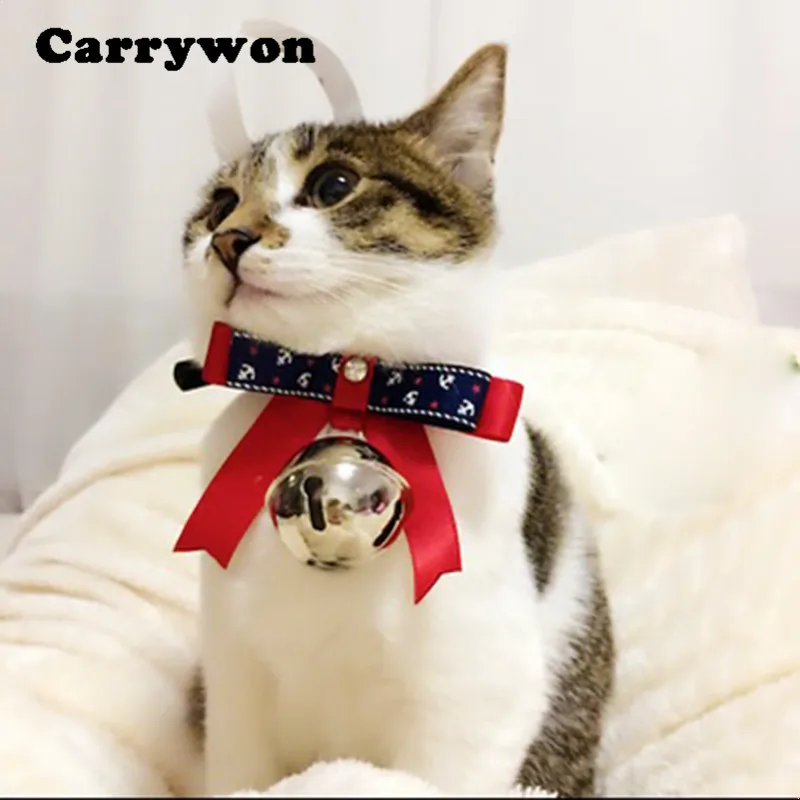 Carrywon Newest Pets Aristocratic Bow Tie Cat Collar with Bell Necktie