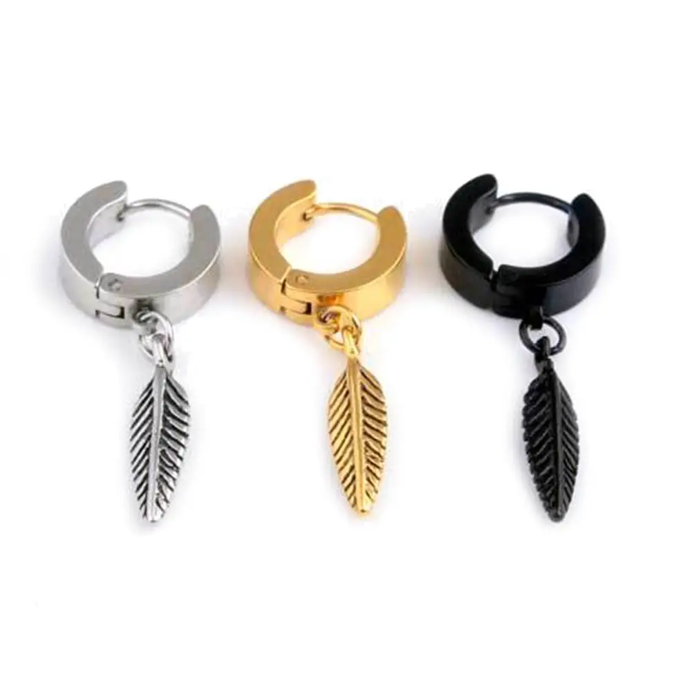 

1Pc Punk Men Feather Pendant Stainless Steel studs Earring Party Jewelry Gift new