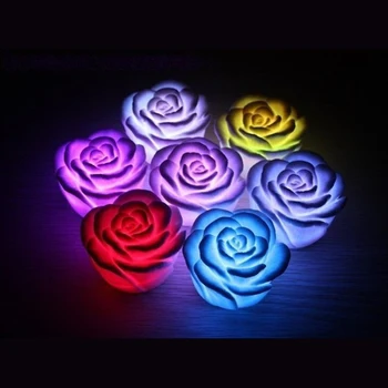 

THGS New 7Color Romantic Changing LED Floating Rose Flower Candle Night Light