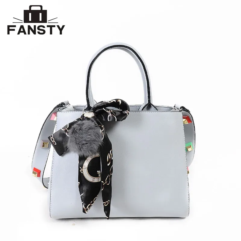 

2017 Winter Fashion New Design Women Ribbons Big Totes Handbag Office Lady Fur ball Cross Body Bag Female Large Shoulder Bags