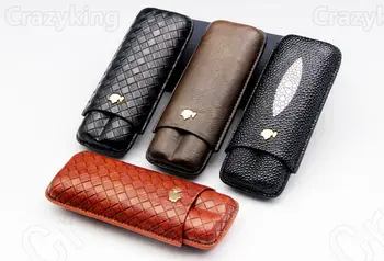 

New COHIBA Leather Holder 2 Tube Travel Cigar Case Humidor