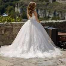 Платья с цветочным узором для девочек; платья для первого причастия для девочек; Детские Вечерние платья с аппликацией из бисера