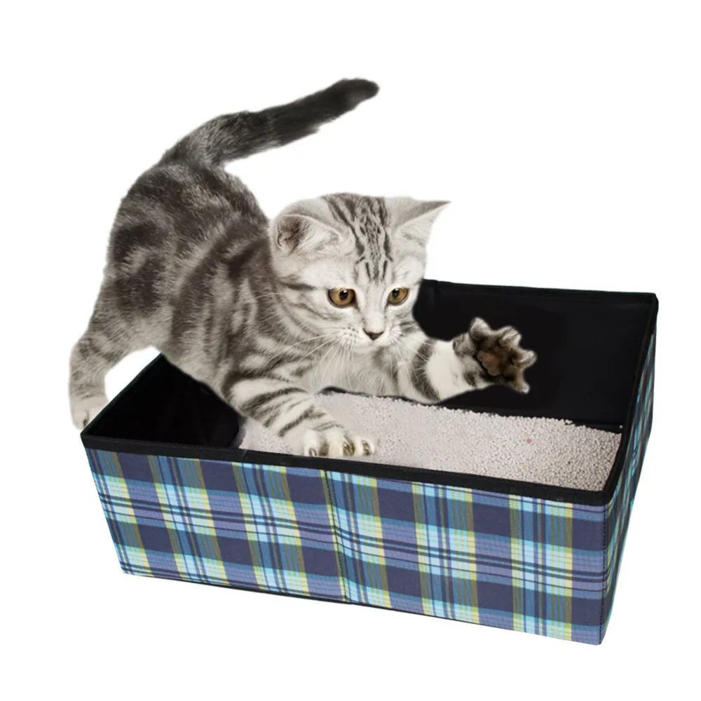 600D Oxford Cloth Portable Foldable Litter Box Cat Litter Container