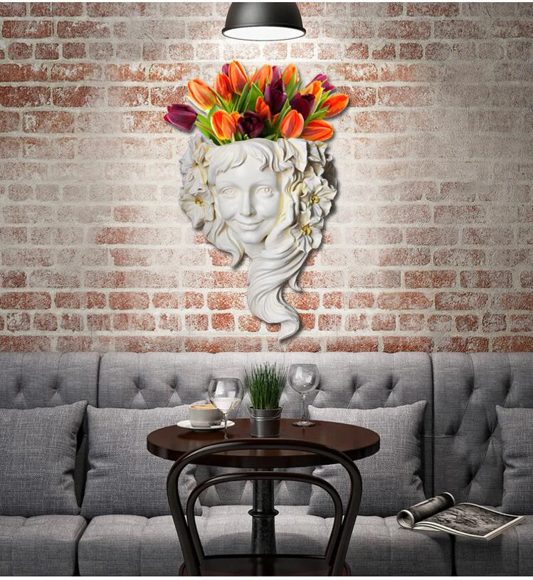 Западная богиня, подвесная настенная ваза из смолы, ремесла, настенный цветочный горшок для дома, уличная улыбка, девушка, персонаж, сказочный сад, кашпо, орнамент