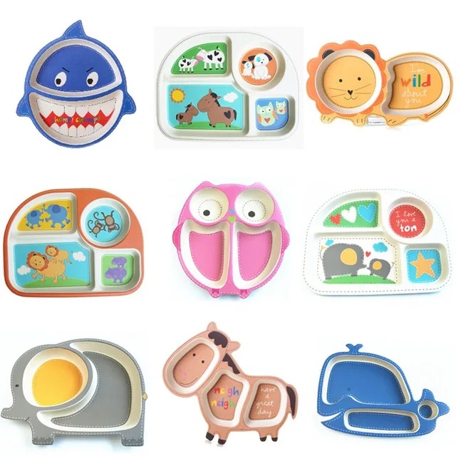 environmental health bamboo fiber food tray kids cartoon animals design separate plate food grade tableware 1pcs - Kids Cartoon Animals environmental health bamboo fiber food tray kids cartoon animals design separate plate food grade tableware 1pcs - Kids Cartoon Animals