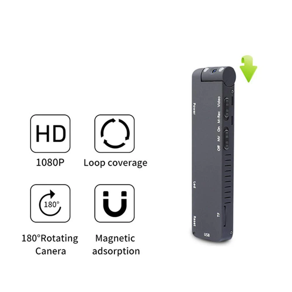 

Magnetic Pen Mini Camera HD 1080P Camcorder Video Audio Recorder Support TF Card Micro DV Small Digital Action Cam 180 Degree Ro