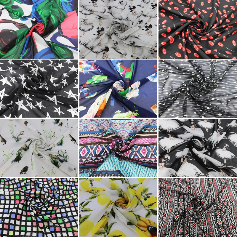 

Geometric Chiffon Material Fabric Patchwork