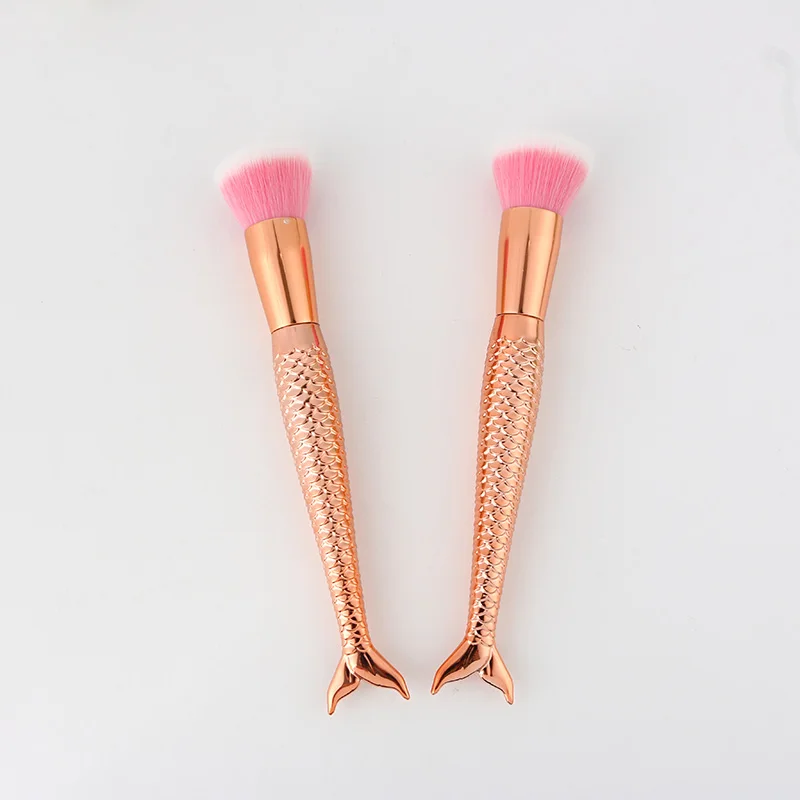 

MECOLOR 1PCS Mermaid Makeup Brushes Brush Cosmetic Beauty Make Up Fish Shaped Tool Foundation Blending Powder Blush PL155