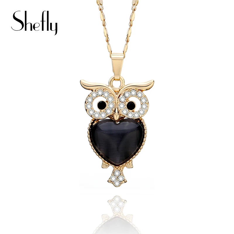 

Small Owl Pendant Necklaces Gold Silver Vintage Black Stone Crystal Short Chain Choker Necklace For Women Fashion Jewelry Gifts