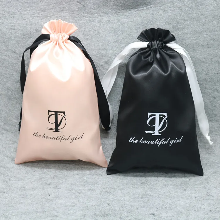 15x20cm Custom Logo Satin Hair Extension Bags Eye Mask Jewelry