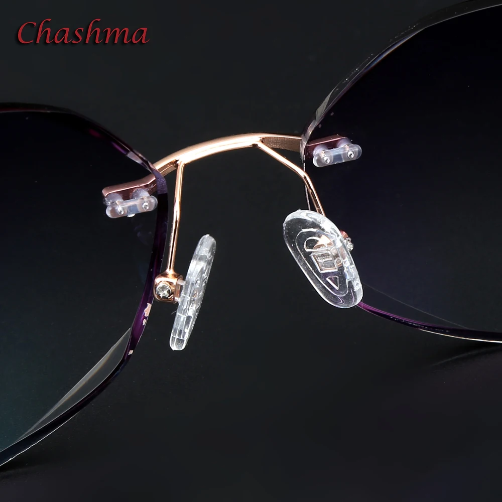 Женские солнцезащитные очки без оправы Chashma брендовые с цветными линзами для