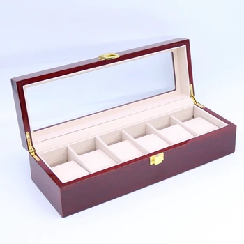 

High Quality 6 Slots Luxury Wood Watch Display Case Watches Box Elegant Jewelry Storage Organized caixa para relogio