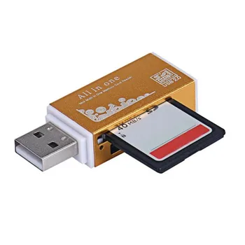 

2019 Universal USB 2.0 All In 1 Multi Function SD TF Memory Card Reader For PC Laptop Computer Gold