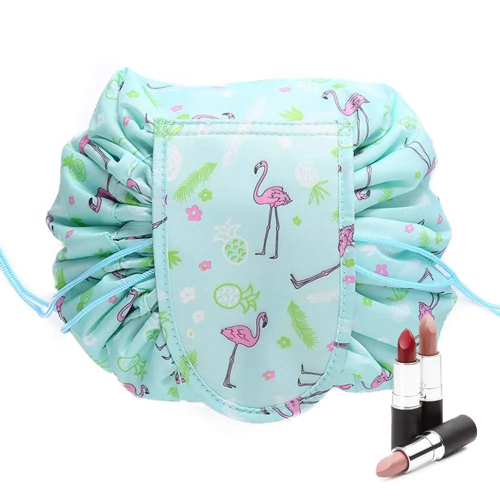 

Portable Lazy Drawstring Makeup Bag Travel Cosmetic Pouch Storage Toiletry Organizer Waterproof Large for Women and Girls