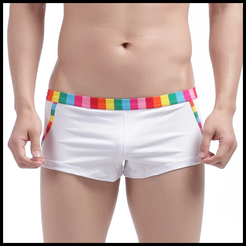 

Man Boxer Underwear/Male Sexy Cotton Stretch Shorts Panties/Fashion Rainbow Big Trunks Lingerie