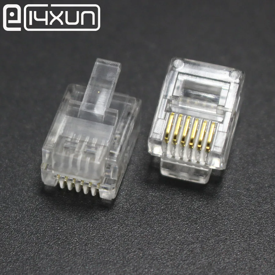 

EClyxun 10PCS/Lot telephone Cable crystal head RJ11 RJ12 universal 6 core 6p6c crystal joint network