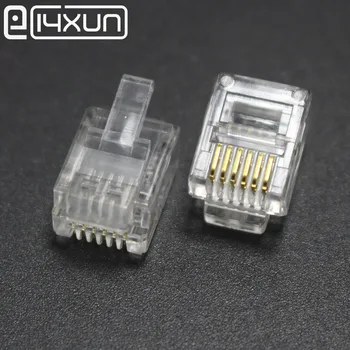 

EClyxun 10PCS/Lot telephone Cable crystal head RJ11 RJ12 universal 6 core 6p6c crystal joint network