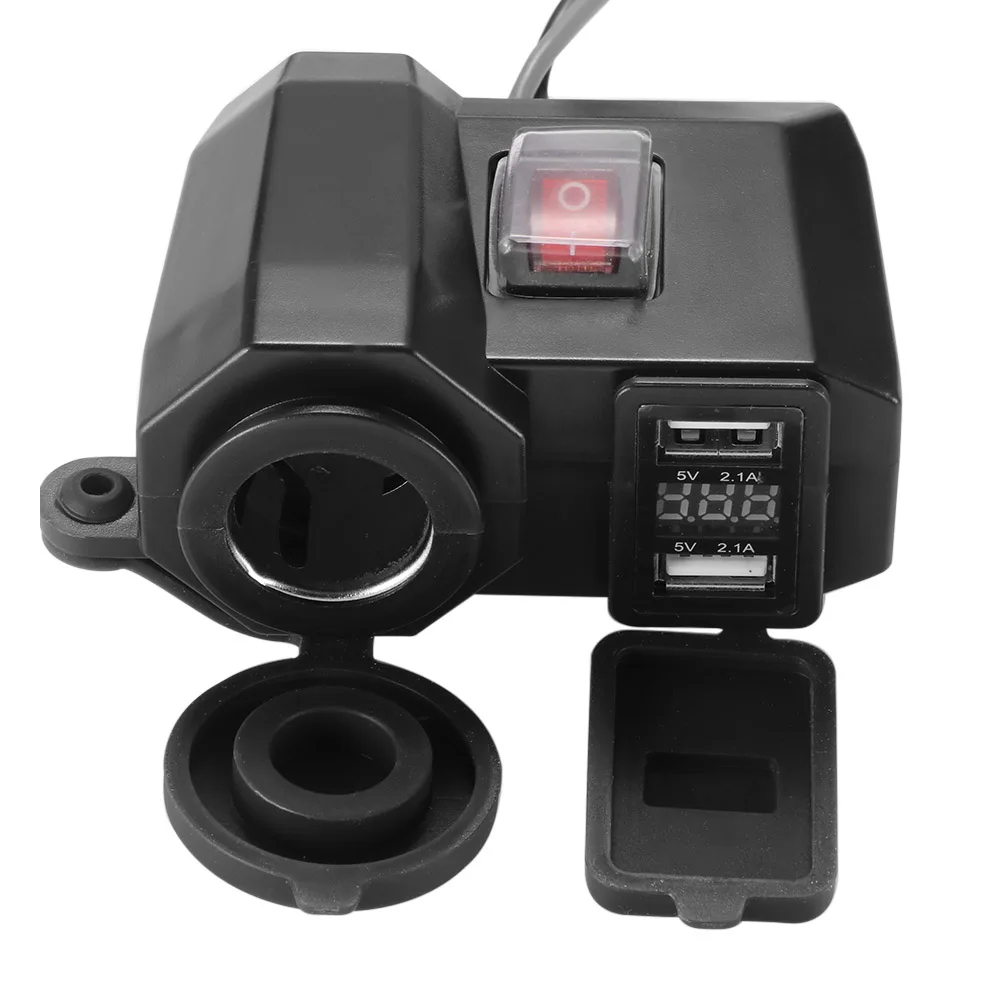 

AOZBZ 3 in 1 Motorcycle Cigarette Lighter Digital Display Voltmeter Motorcycle Mobile Phone Charger Waterproof USB Quick Charge