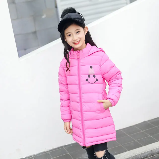 Зимняя куртка для девочек, Детское пальто с капюшоном и хлопковой подкладкой, детская одежда, Enfant пальто, парки, зимняя куртка, детская одежда - Цвет: Розовый