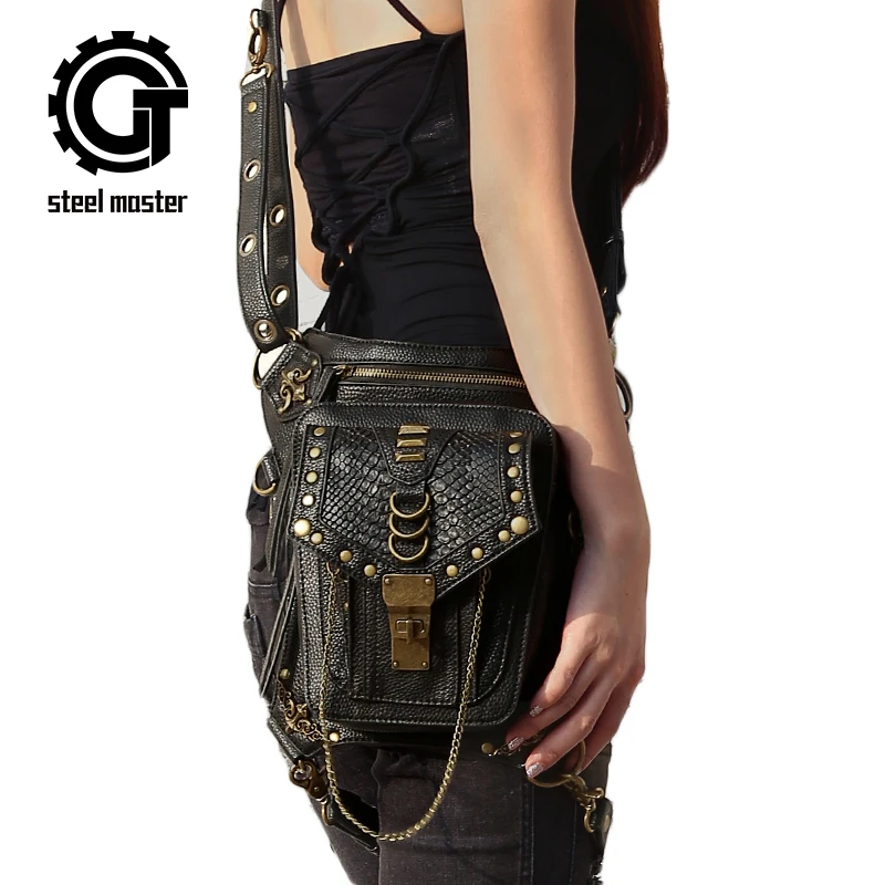 2016 New Women/Men Vintage Retro Rock Leather Messenger Bag Steampunk