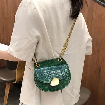 

Brand Chain Saddle bag Crocodile Pattern Women Shoulder bags Designer Crossbody bag High quality Evening Clutch Purse Bolsa 2019