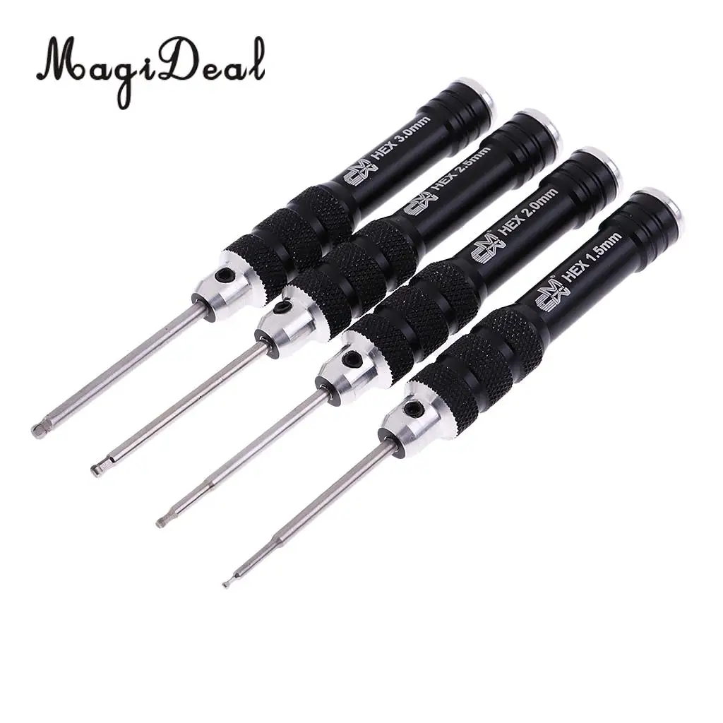 MagiDeal 4Pcs RC Car Hexagonal Hex Screwdriver Repair Tool Kit for Landing Gear Shock Absorber Assembly 1.5mm 2mm 2.5mm 3mm