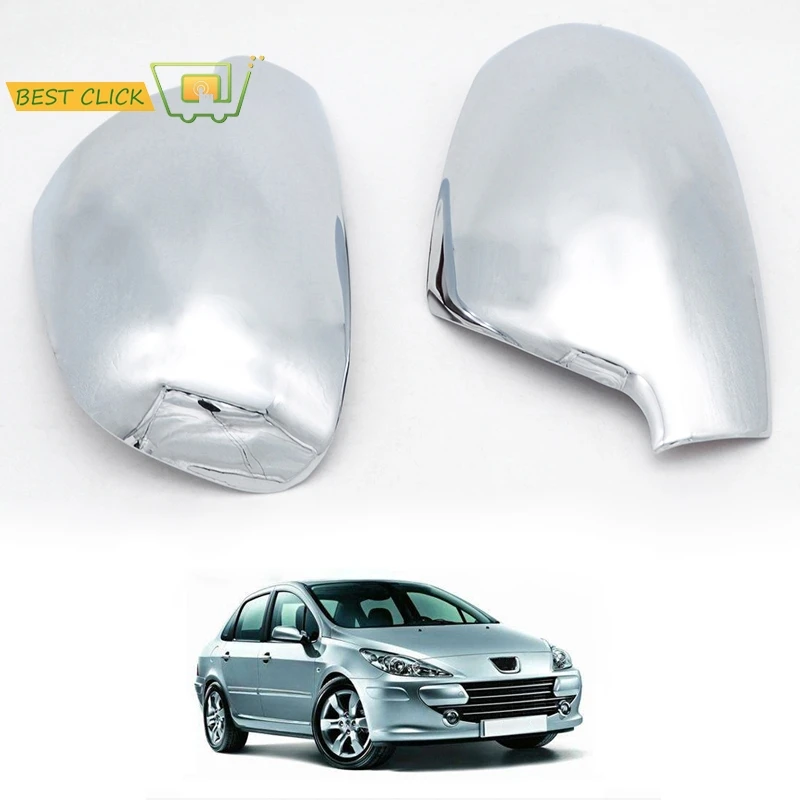 

XUKEY Exterior Door SIde Rear View Cap Chrome Mirror Cover Trim Moulding For Peugeot 307 SW 407 2004 2005 2006 2007 2008