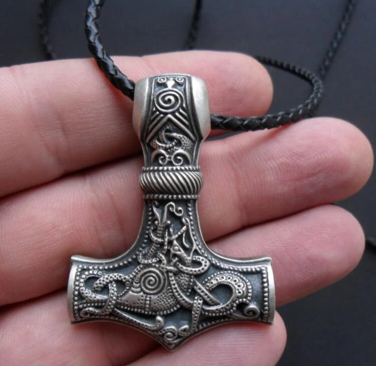 Mann Viking Norse Thor'S Hammer Mjolnir Anhänger Halskette Schmuck Scandinavian