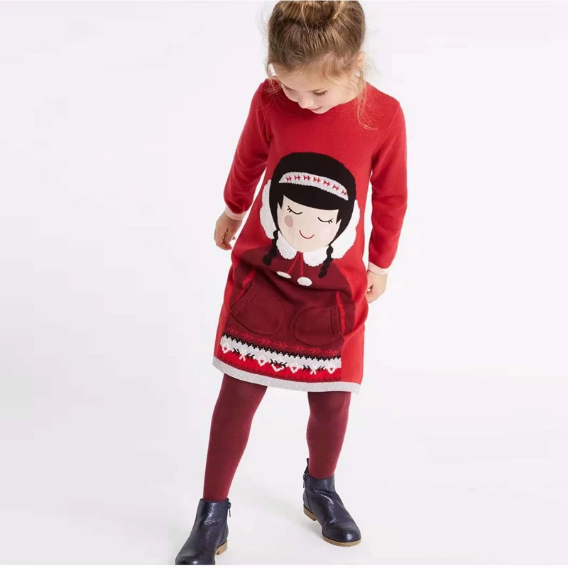 秋女の子赤ニットドレスかわいいキッズクリスマスドレス春セーターのドレススウィート女の子子供ニット服2 7歳 Dresses For Girls Kids Christmas Dresseschristmas Dress Aliexpress