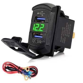 

New Quick Charge 3.0 Dual USB Rocker Switch QC 3.0 Fast Charger LED Voltmeter for Boats Car Truck Motorcycle Smartphone Tablet