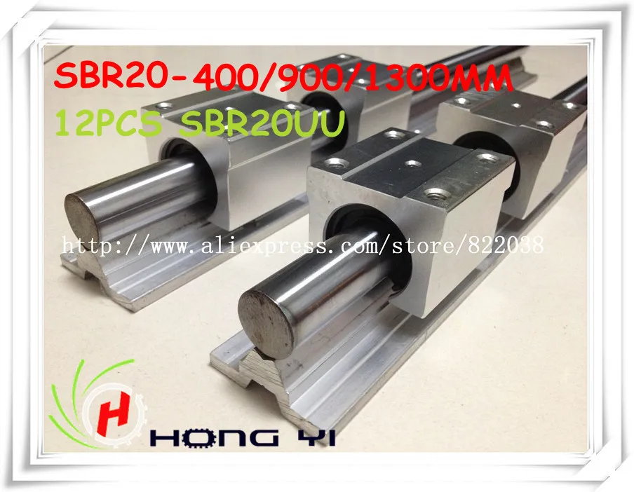 

2 X SBR20 L=400/900/1300mm Linear Rails+12 X SBR20UU straight-line motion block for SFU2005 Ball screw (can be cut any length)